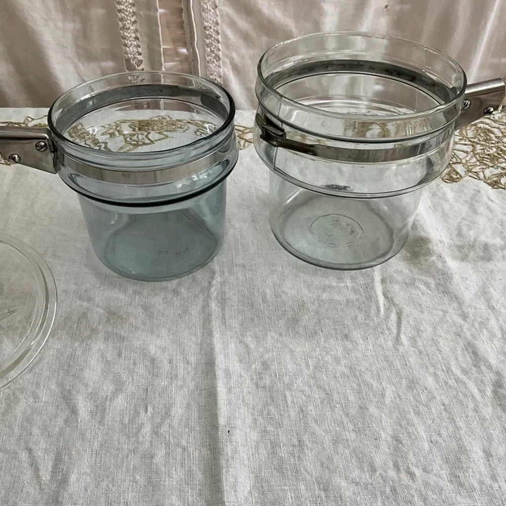 Vintage Pyrex Flameware Glass Double Boiler 1.5 Qt 6762-U 6862 with Lid USA